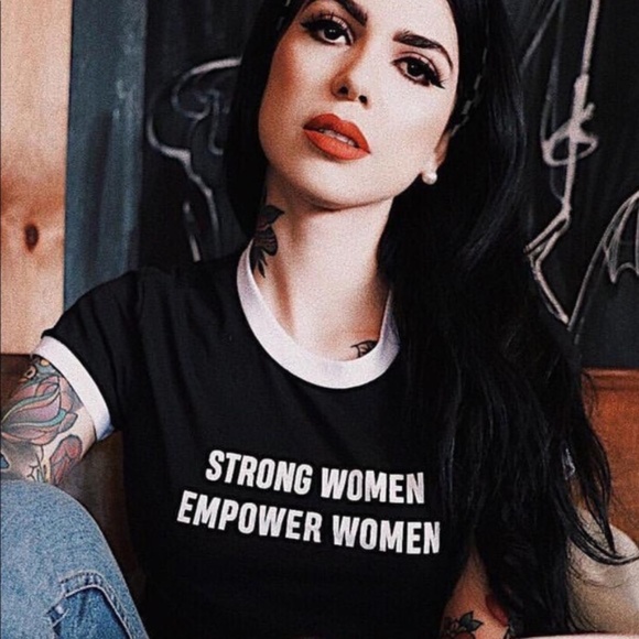 Strong Women Empower Ringer Tee Medium - Picture 1 of 5
